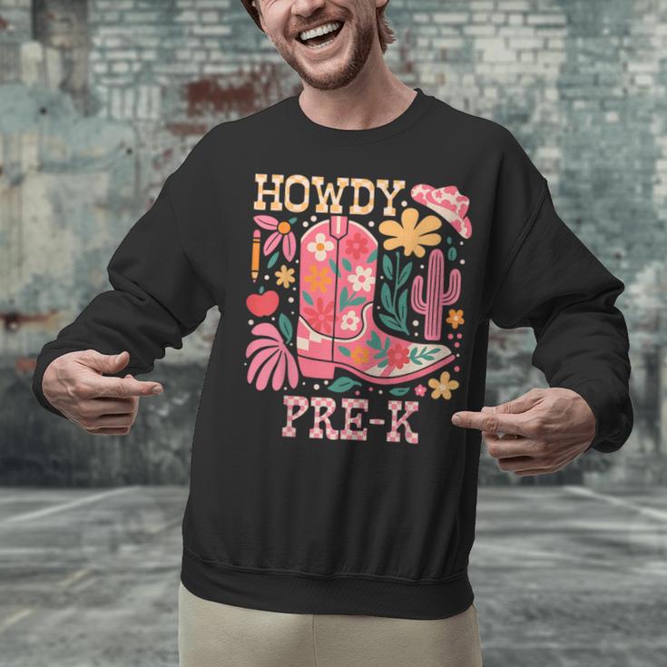 Howdy Pre-K Cowgirls Teacher Back To School Unisex Sweatshirt, gift for family, gift for coworker Howdy Pre-K Cowgirls Teacher Back To School Unisex Sweatshirt, gift for family, gift for coworker