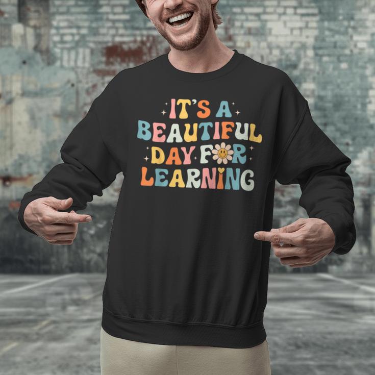 It's Beautiful Day For Learning Retro Teacher Women Men Unisex Sweatshirt, gift for family, gift for coworker It's Beautiful Day For Learning Retro Teacher Women Men Unisex Sweatshirt, gift for family, gift for coworker