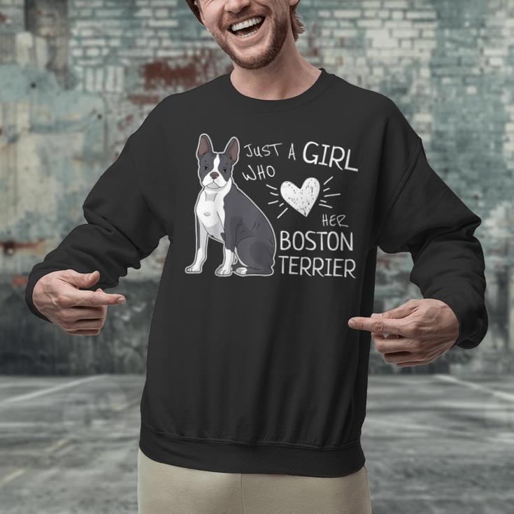 Just A Girl Who Loves Her Boston Terrier Puppy Love Unisex Sweatshirt, gift for family, gift for coworker
