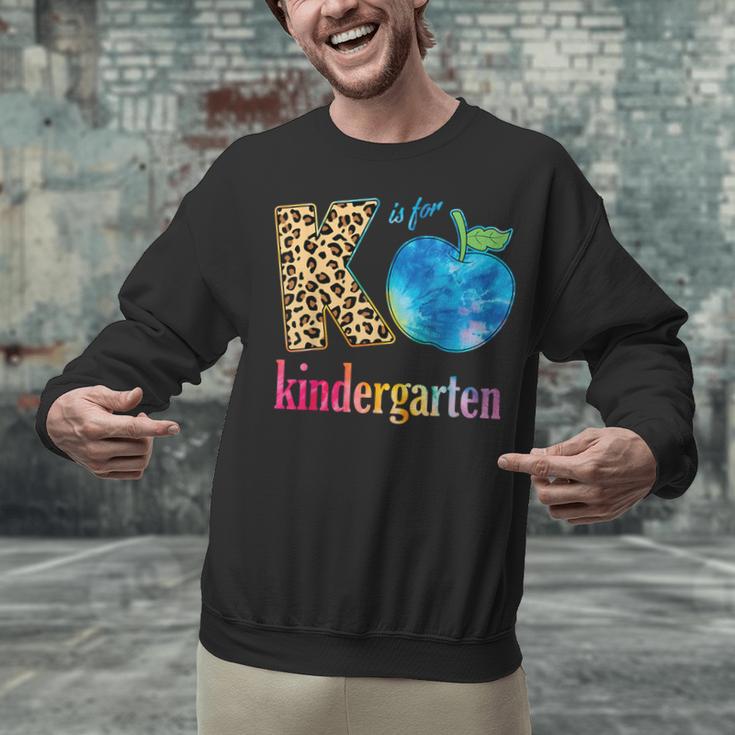 K Is For Kindergarten Teacher Tie Dye Back To School Kinder For Men Women Girls Kids Unisex Sweatshirt, gift for family, gift for coworker