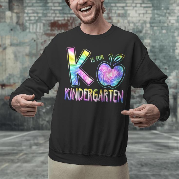 K Is For Kindergarten Teacher Tie Dye Back To School Kinder Unisex Sweatshirt, gift for family, gift for coworker