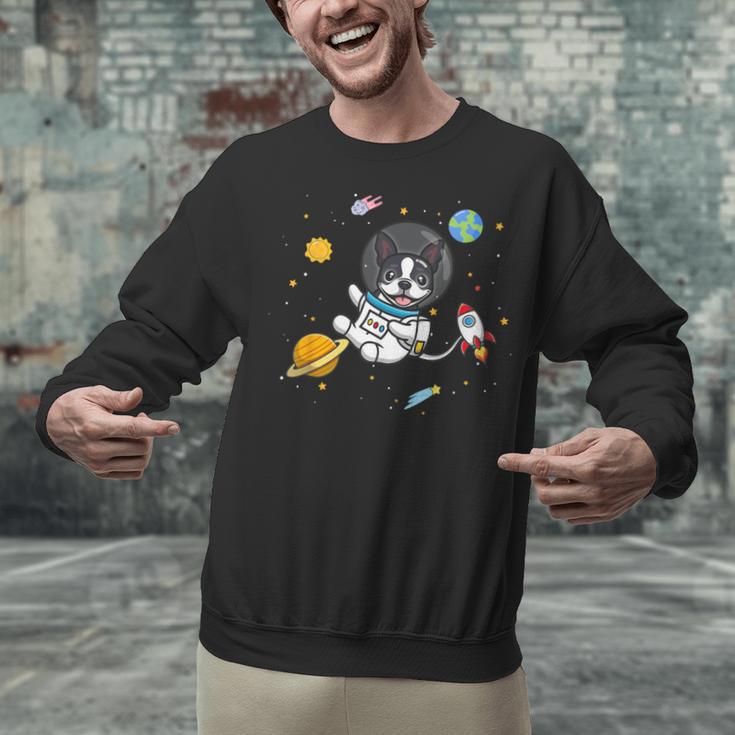 Kawaii Kids & Boys Astronaut Space Boston Terrier Dog Lover Unisex Sweatshirt, gift for family, gift for coworker