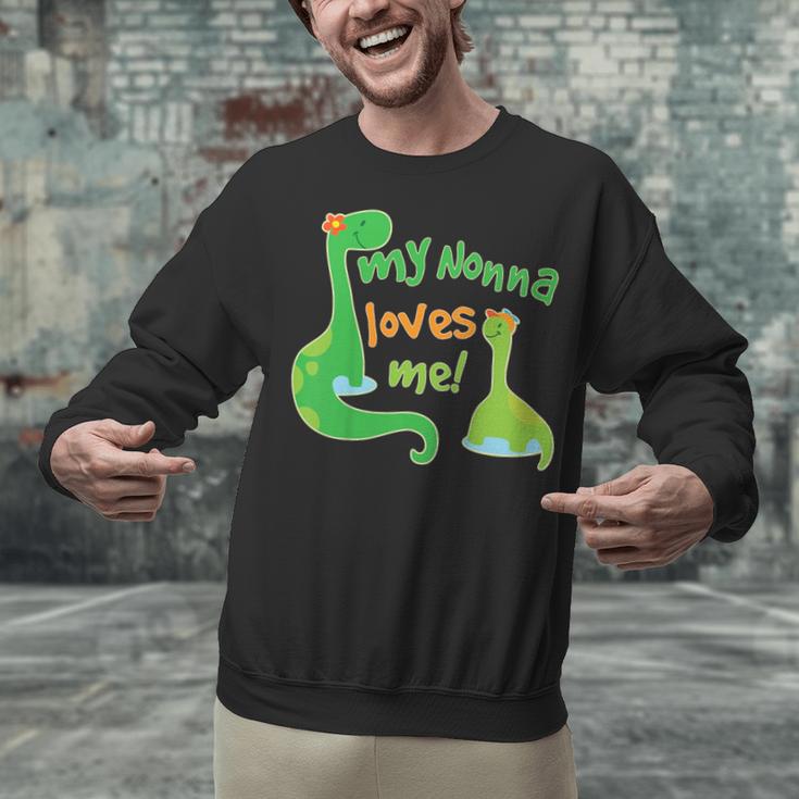 Kids My Nonna Loves Me Dinosaur Grandson Unisex Sweatshirt, gift for family, gift for coworker