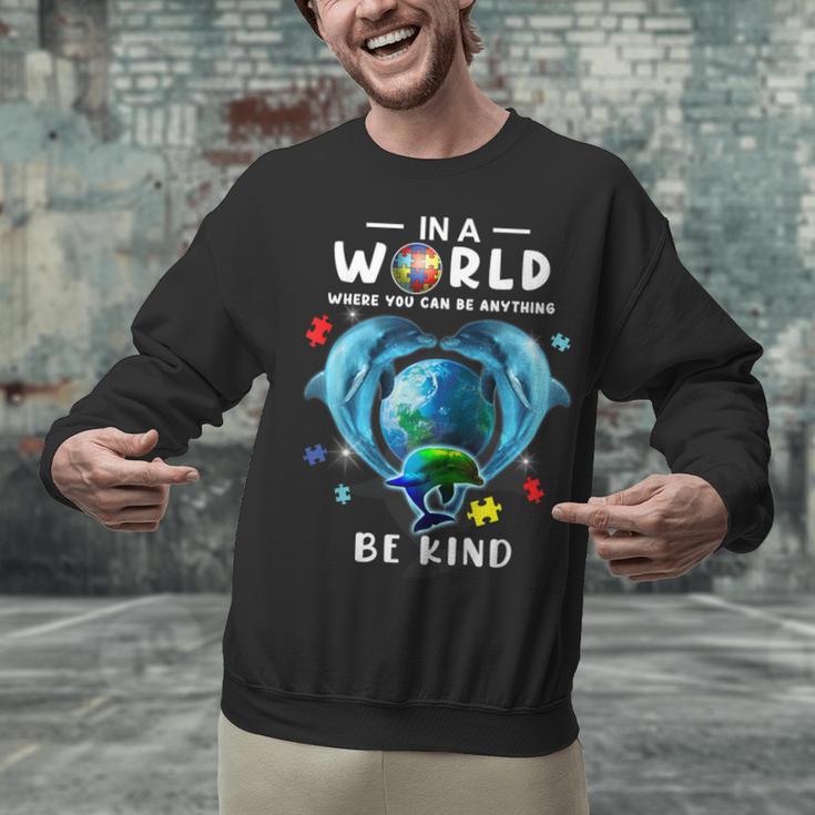 Be Kind Dolphin Autism Awareness Back To School Teacher Men Women Kids Unisex Sweatshirt, gift for family, gift for coworker Be Kind Dolphin Autism Awareness Back To School Teacher Men Women Kids Unisex Sweatshirt, gift for family, gift for coworker