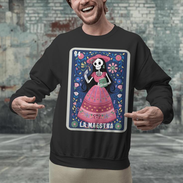 La Maestra Halloween Mexican Bingo Card Teacher Lottery Card Unisex Sweatshirt, gift for family, gift for coworker