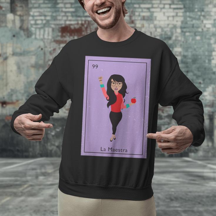 La Maestra Mexican Bingo Card Teacher Lottery Card Unisex Sweatshirt, gift for family, gift for coworker La Maestra Mexican Bingo Card Teacher Lottery Card Unisex Sweatshirt, gift for family, gift for coworker