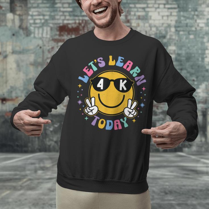Lets Learn Today Shirt Smile Face 4K Teacher Back To School Unisex Sweatshirt, gift for family, gift for coworker