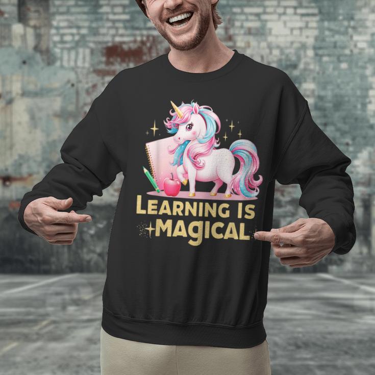 LEARNING IS MAGICAL TEACHER UNICORN BACK TO SCHOOL UNICORN Unisex Sweatshirt, gift for family, gift for coworker LEARNING IS MAGICAL TEACHER UNICORN BACK TO SCHOOL UNICORN Unisex Sweatshirt, gift for family, gift for coworker