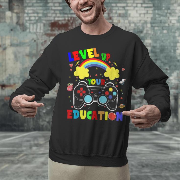 Level Up Your Education Gaming Inspired Teacher Gamers For Men Women Kids Unisex Sweatshirt, gift for family, gift for coworker