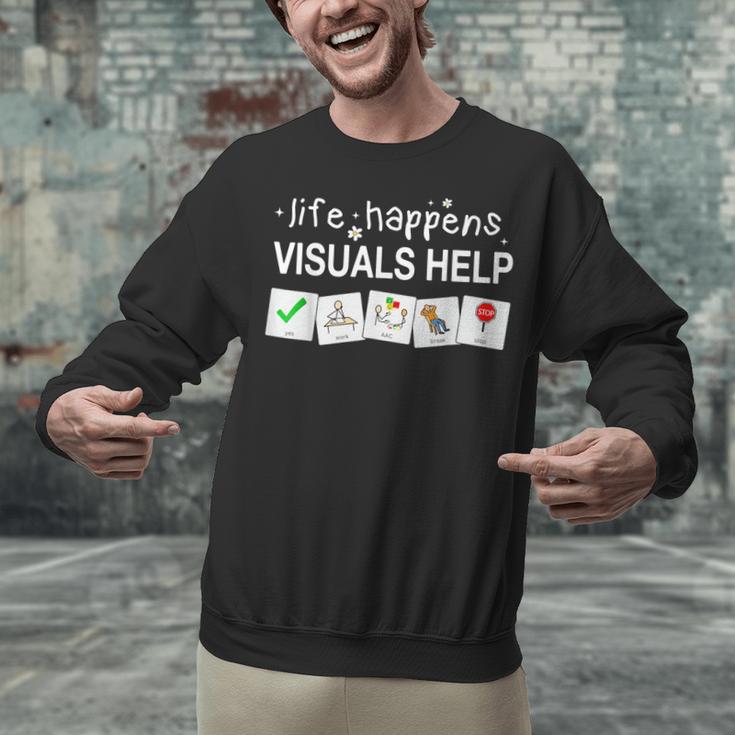 Life Happens Visuals Help Special Education Teacher Aide Unisex Sweatshirt, gift for family, gift for coworker Life Happens Visuals Help Special Education Teacher Aide Unisex Sweatshirt, gift for family, gift for coworker