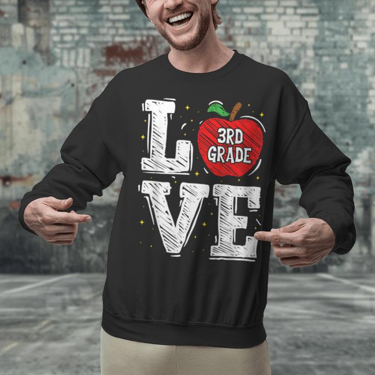 LOVE Apple 3rd Grade Teacher Student School Unisex Sweatshirt, gift for family, gift for coworker LOVE Apple 3rd Grade Teacher Student School Unisex Sweatshirt, gift for family, gift for coworker