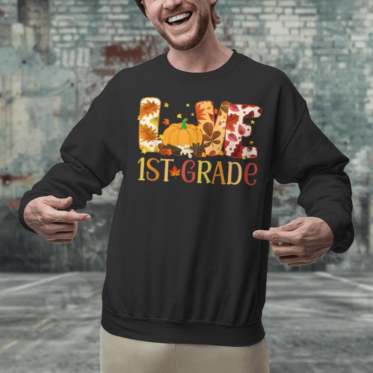 Love First Grade Happy Fall Thanksgiving Women 1st Teacher Unisex Sweatshirt, First Grade Teacher Sweatshirts, gift for family, gift for coworker Love First Grade Happy Fall Thanksgiving Women 1st Teacher Unisex Sweatshirt, First Grade Teacher Sweatshirts, gift for family, gift for coworker