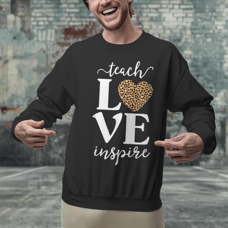 Love Leopard Print Teacher Cheetah School Inspire Teach Unisex Sweatshirt, gift for family, gift for coworker