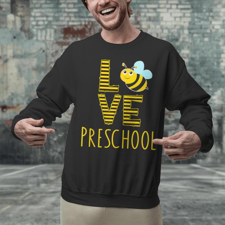 Love Preschool Back To School Yellow Bee Preschool Teacher For Men Women Girls Kids Unisex Sweatshirt, gift for family, gift for coworker