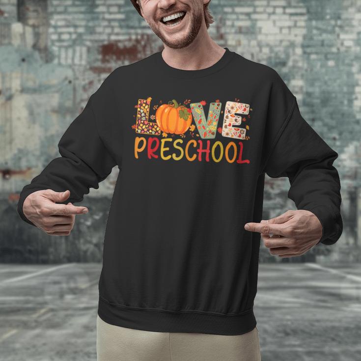 Love Preschool Happy Fall Thanksgiving Women Teacher Unisex Sweatshirt, gift for family, gift for coworker Love Preschool Happy Fall Thanksgiving Women Teacher Unisex Sweatshirt, gift for family, gift for coworker