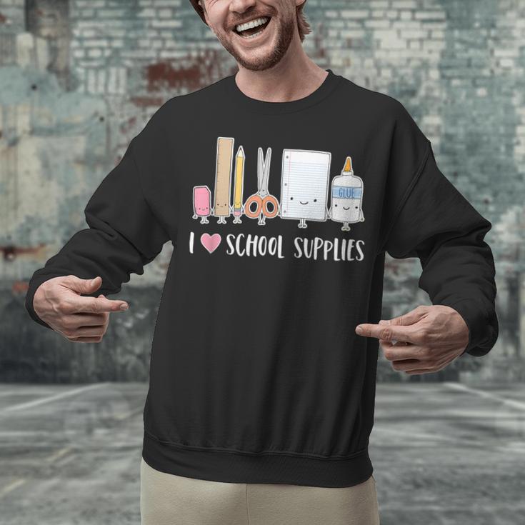 I Love School Supplies Teacher Shirt Unisex Sweatshirt, gift for family, gift for coworker