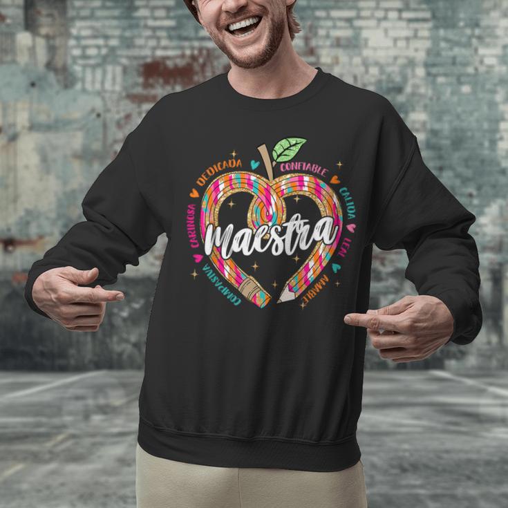 Maestra Pencil Spanish Teacher Bilingual 100 Days Of School Unisex Sweatshirt, gift for family, gift for coworker Maestra Pencil Spanish Teacher Bilingual 100 Days Of School Unisex Sweatshirt, gift for family, gift for coworker