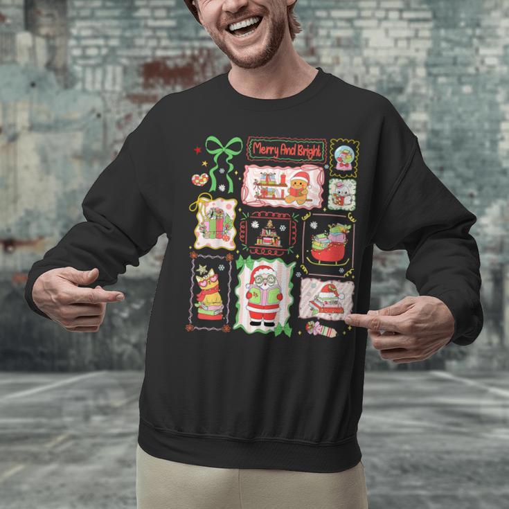 Merry And Bright Christmas Gingerbread Santa Book Teacher Unisex Sweatshirt, gift for family, gift for coworker Merry And Bright Christmas Gingerbread Santa Book Teacher Unisex Sweatshirt, gift for family, gift for coworker