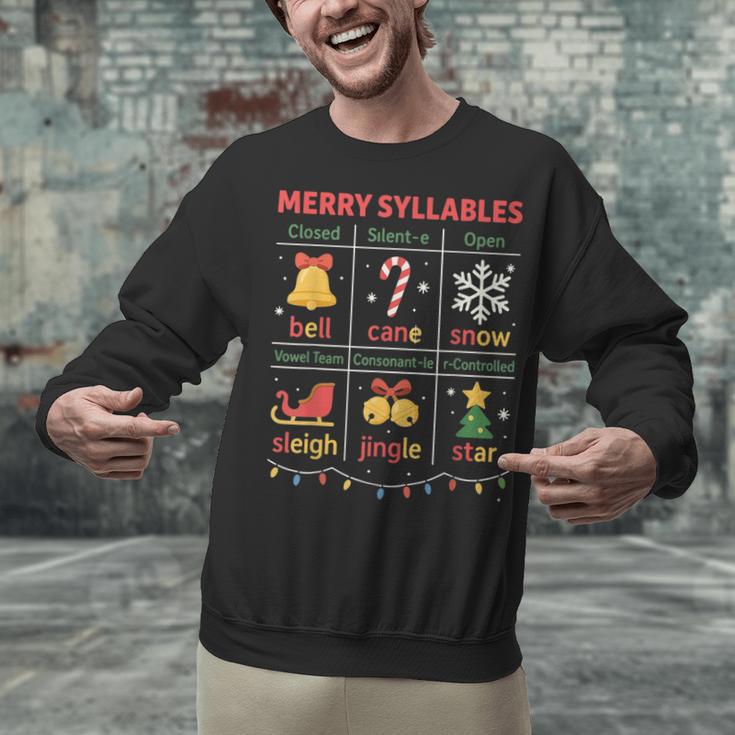 Merry Syllables Teacher Christmas Educational Kids Unisex Sweatshirt, gift for family, gift for coworker