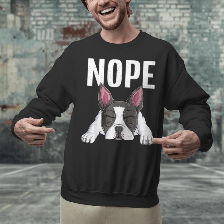 Nope Boston Terrier Puppy Dog Bostie Lover Men Women Girls Kids Unisex Sweatshirt, gift for family, gift for coworker
