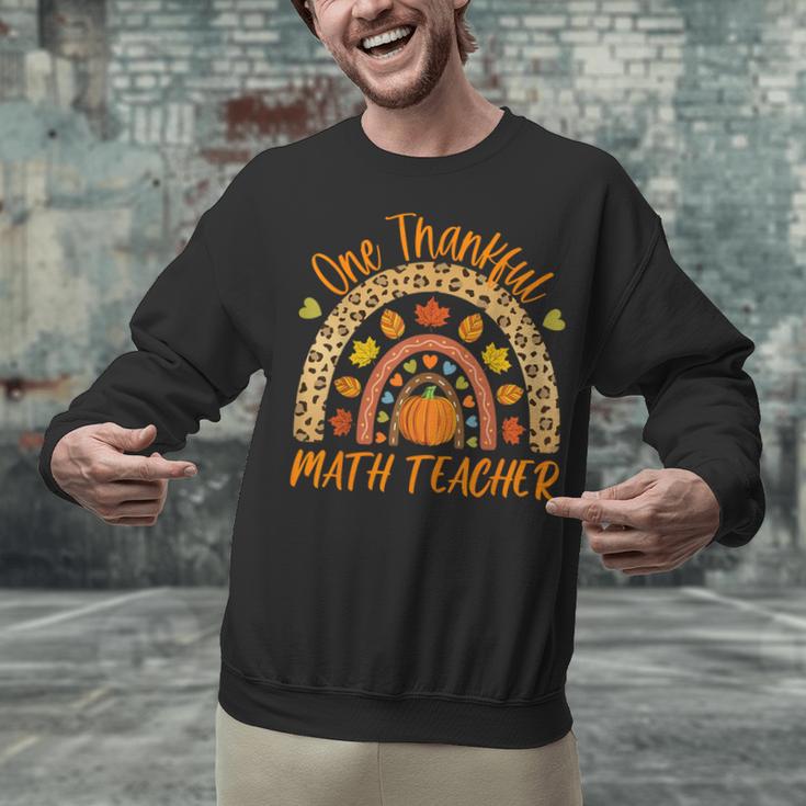 One Thankful Math Teacher Thanksgiving Autumn Fall Rainbow Unisex Sweatshirt, gift for family, gift for coworker