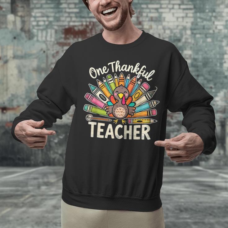 One Thankful Teacher Cute Thanksgiving Turkey School Unisex Sweatshirt, gift for family, gift for coworker