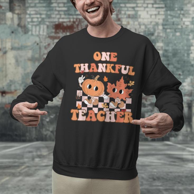 One Thankful Teacher Fall Leaves Thanksgiving Retro Unisex Sweatshirt, gift for family, gift for coworker One Thankful Teacher Fall Leaves Thanksgiving Retro Unisex Sweatshirt, gift for family, gift for coworker