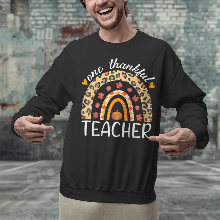 One Thankful Teacher Thanksgiving Rainbow Leopard Fall Unisex Sweatshirt, gift for family, gift for coworker One Thankful Teacher Thanksgiving Rainbow Leopard Fall Unisex Sweatshirt, gift for family, gift for coworker