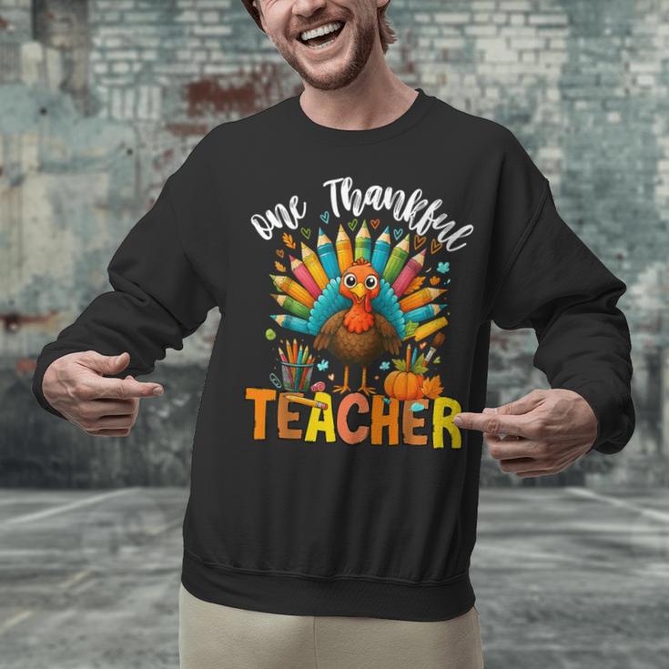 One Thankful Teacher Thanksgiving Turkey Cute Crayon Pencil Unisex Sweatshirt, gift for family, gift for coworker One Thankful Teacher Thanksgiving Turkey Cute Crayon Pencil Unisex Sweatshirt, gift for family, gift for coworker
