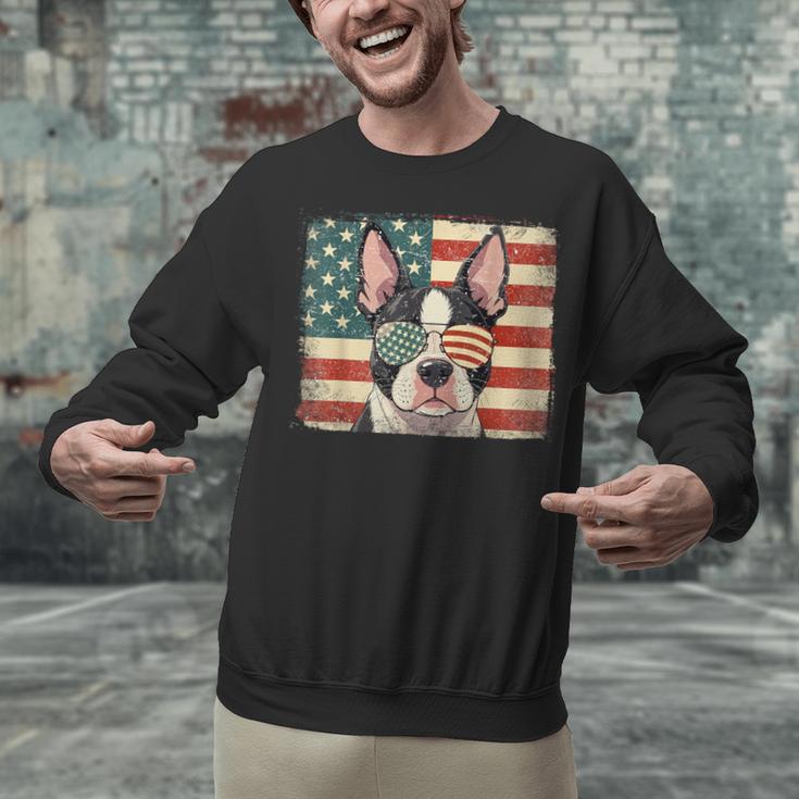 Patriotic Boston Terrier Dog Lover USA Flag 4th Of July For Men Women Kids Unisex Sweatshirt, Patriotic Boston Terrier Sweatshirts, Boston Terrier 4th Of July Sweatshirts, gift for family, gift for coworker