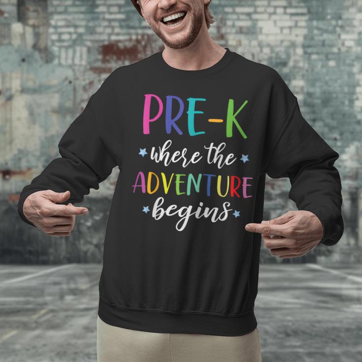 Pre-K Teacher Adventure Begins First Day Preschool Teachers Unisex Sweatshirt, gift for family, gift for coworker