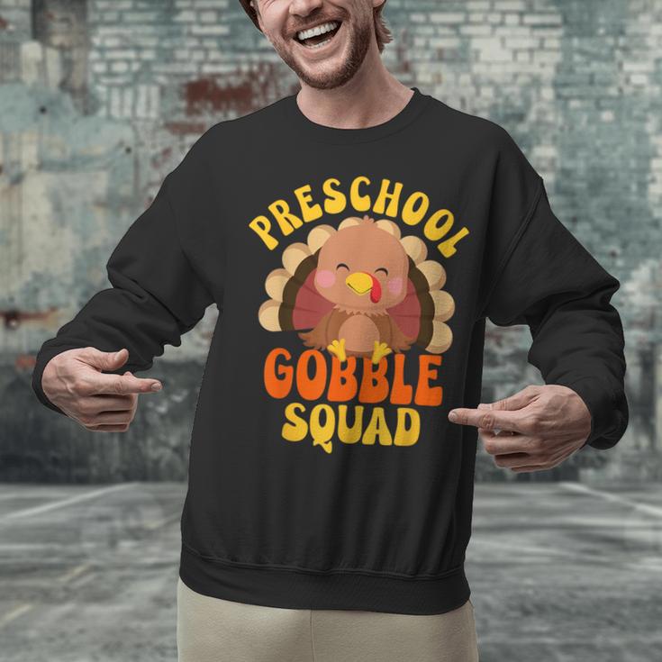 Preschool Gobble Squad Cute Turkey Thanksgiving Teacher Unisex Sweatshirt, gift for family, gift for coworker