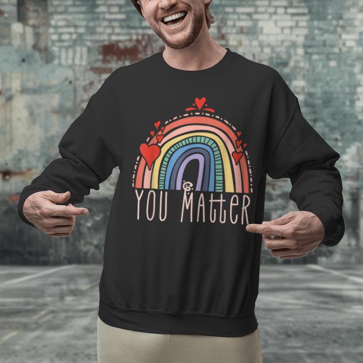 Pretty YOU MATTER Rainbow Positive Message Teachers Kids Unisex Sweatshirt, gift for family, gift for coworker Pretty YOU MATTER Rainbow Positive Message Teachers Kids Unisex Sweatshirt, gift for family, gift for coworker