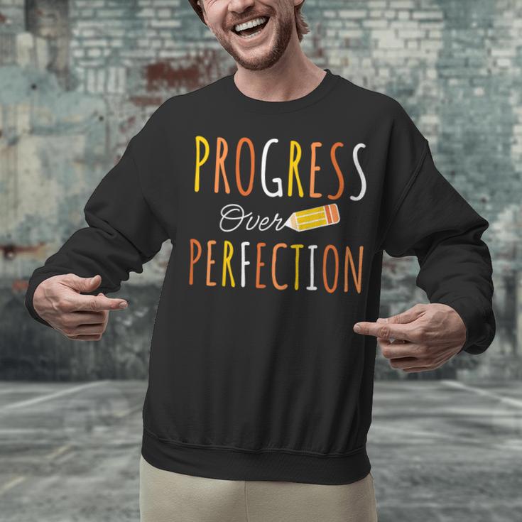 Progress Over Perfection Teacher Pencil Back-To-School Unisex Sweatshirt, gift for family, gift for coworker