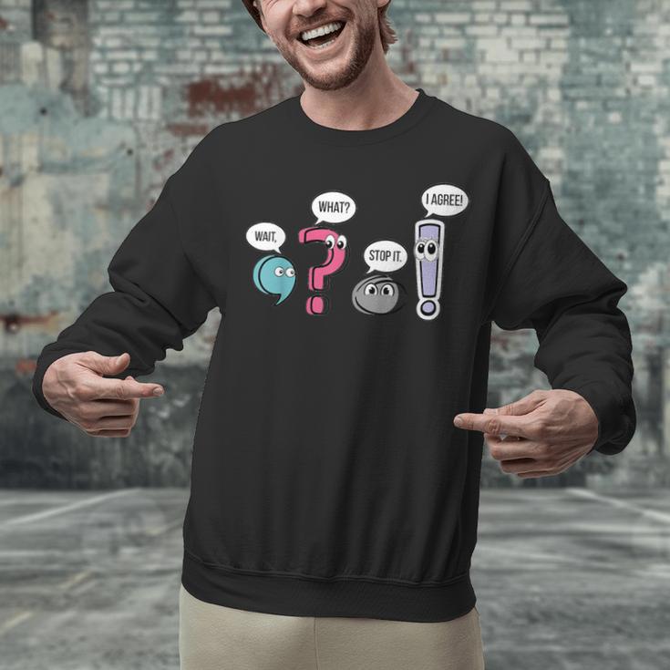 Punctuation English Teacher Wait What Stop It I Agree Unisex Sweatshirt, English Teacher Sweatshirts, gift for family, gift for coworker Punctuation English Teacher Wait What Stop It I Agree Unisex Sweatshirt, English Teacher Sweatshirts, gift for family, gift for coworker