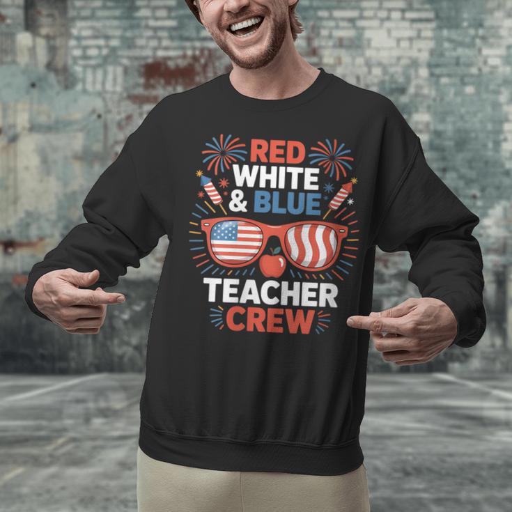 Red & Blue Teacher Crew Shirt 4th Of July Sunglasses Unisex Sweatshirt, gift for family, gift for coworker