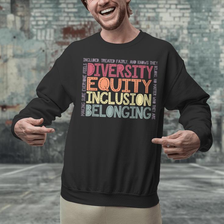 Retro Diversity Equity Inclusion Belonging DEIB Teacher Unisex Sweatshirt, gift for family, gift for coworker Retro Diversity Equity Inclusion Belonging DEIB Teacher Unisex Sweatshirt, gift for family, gift for coworker
