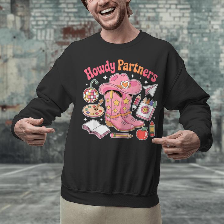 Retro Howdy Partners Cowgirl Cowboy Teacher Back To School Unisex Sweatshirt, gift for family, gift for coworker Retro Howdy Partners Cowgirl Cowboy Teacher Back To School Unisex Sweatshirt, gift for family, gift for coworker