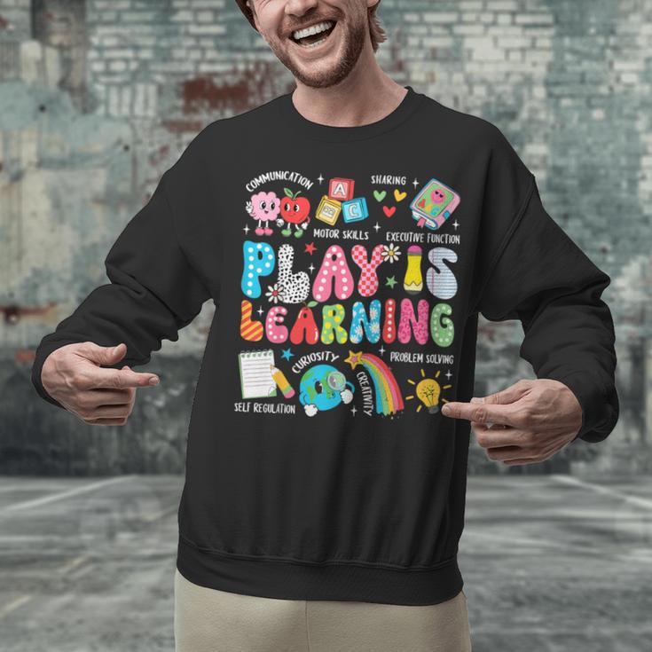 Retro Play Is Learning Kindergarten Teacher Team Women Unisex Sweatshirt, gift for family, gift for coworker Retro Play Is Learning Kindergarten Teacher Team Women Unisex Sweatshirt, gift for family, gift for coworker