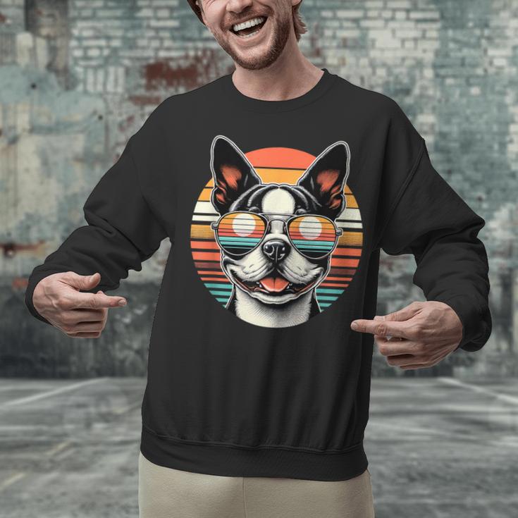 Retro Sunset Sunglasses Boston Terrier Boston Bull Bostie Unisex Sweatshirt, gift for family, gift for coworker