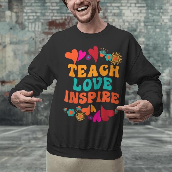 Retro Teach Love Inspire Back To School Teachers Unisex Sweatshirt, gift for family, gift for coworker Retro Teach Love Inspire Back To School Teachers Unisex Sweatshirt, gift for family, gift for coworker