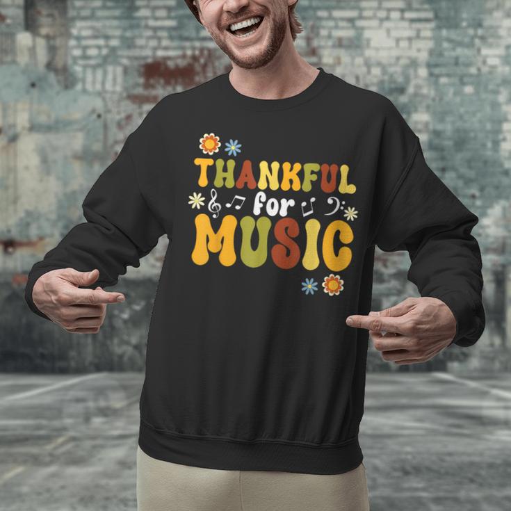 Retro Thankful For Music Floral Music Teacher Thanksgiving Men Women Unisex Sweatshirt, gift for family, gift for coworker
