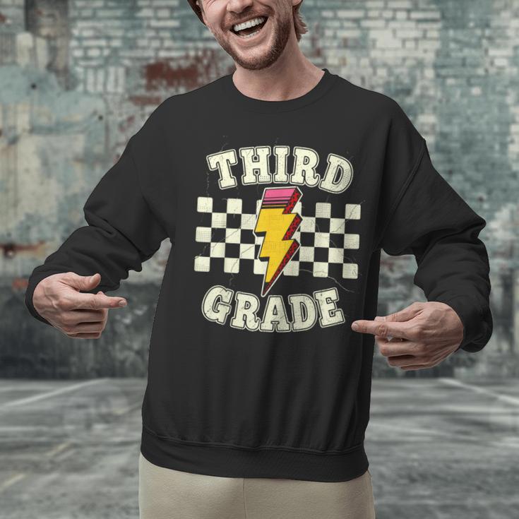 Retro Third Grade Teacher Lightning Bolt Pencil Teacher Kids Unisex Sweatshirt, gift for family, gift for coworker