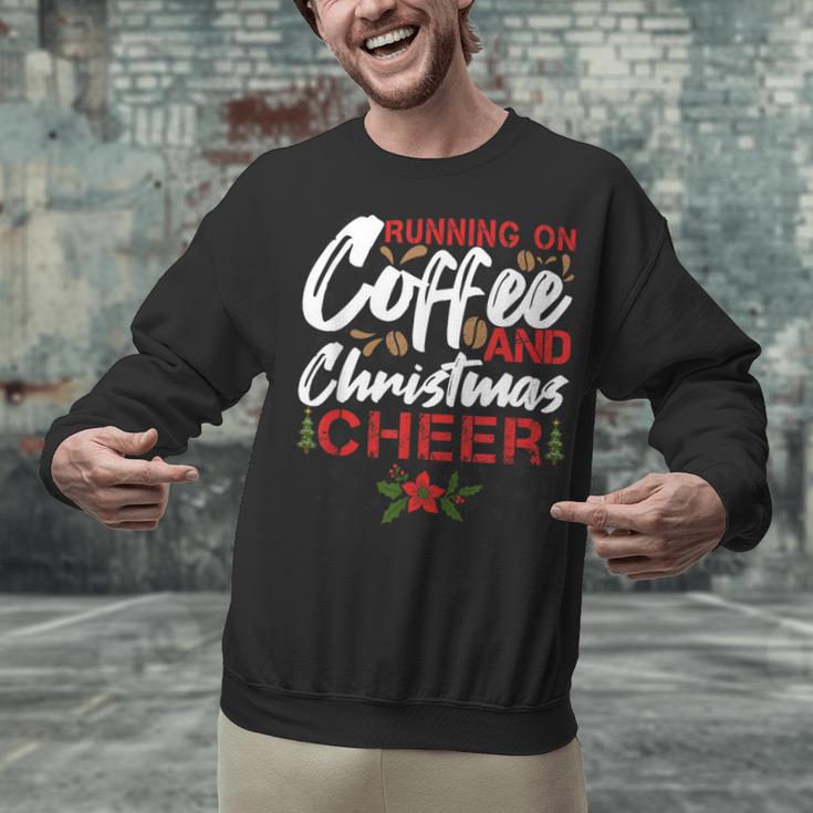 Running On Coffee And Christmas Cheer Lover Teacher For Men Women Kids Unisex Sweatshirt, gift for family, gift for coworker