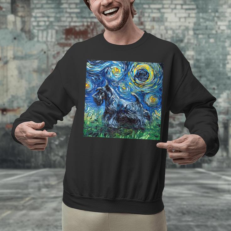 Scottish Terrier Starry Night Scotty Dog Art By Aja Unisex Sweatshirt, gift for family, gift for coworker