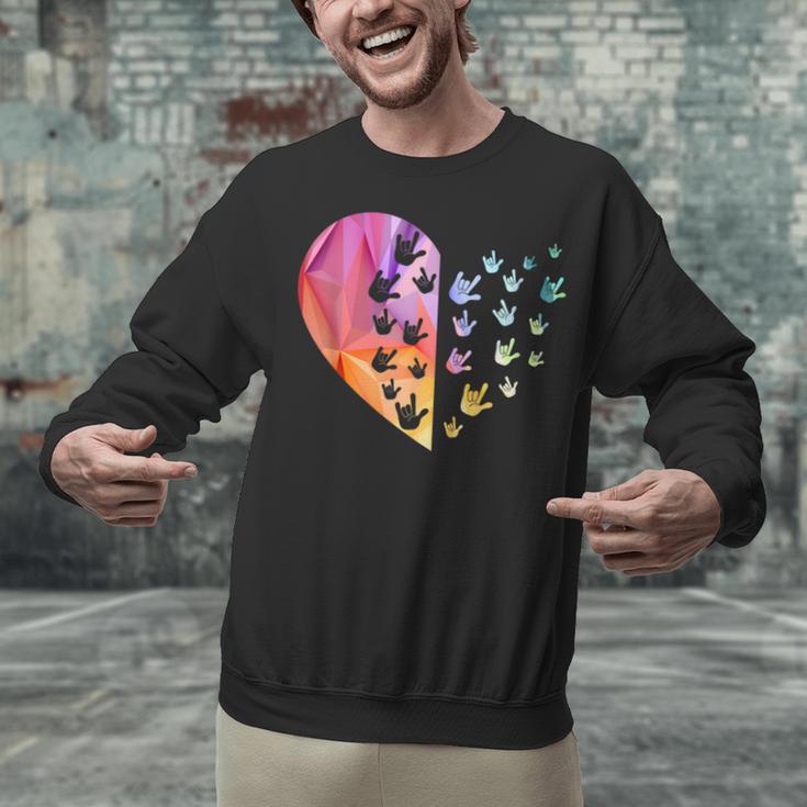 Sign Language Heart ASL For Deaf Teacher Unisex Sweatshirt, gift for family, gift for coworker Sign Language Heart ASL For Deaf Teacher Unisex Sweatshirt, gift for family, gift for coworker
