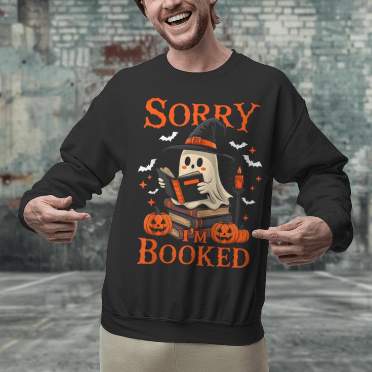Sorry I'm Booked Ghost Reading Book Lover Teacher Halloween Unisex Sweatshirt, gift for family, gift for coworker