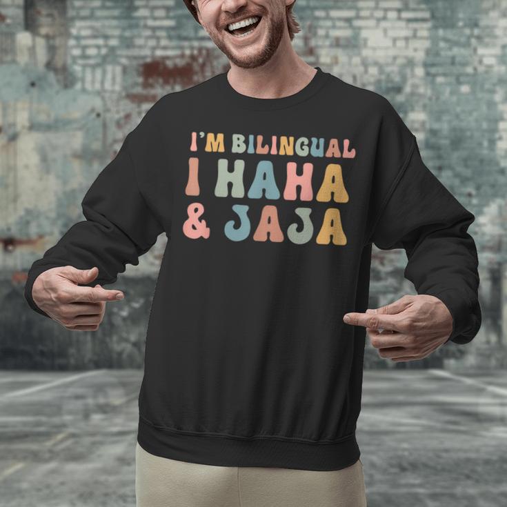 Spanish Teacher Groovy I'm Bilingual I Haha And Jaja Unisex Sweatshirt, Groovy Teacher Sweatshirts, gift for family, gift for coworker