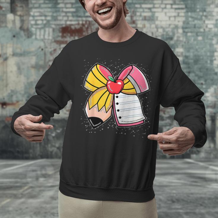 Student Teacher Coquette Bow Pencil Back To School First Day Unisex Sweatshirt, gift for family, gift for coworker Student Teacher Coquette Bow Pencil Back To School First Day Unisex Sweatshirt, gift for family, gift for coworker