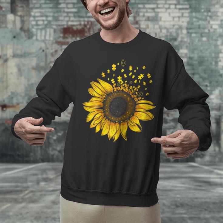 Sunflower Puzzle Pieces Autism Awareness For Mom Teacher For Women Unisex Sweatshirt, gift for family, gift for coworker